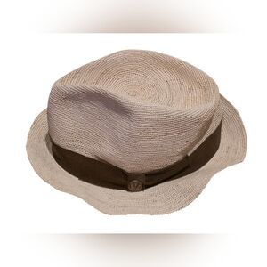 Goorin Brothers 100% Straw Vintage Men's Banded Fedora Made In Italy Size L
